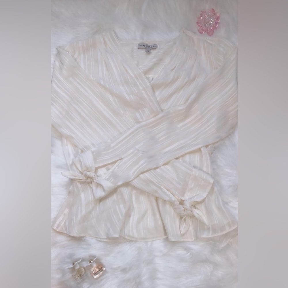 Elegant Cream Wrap Top